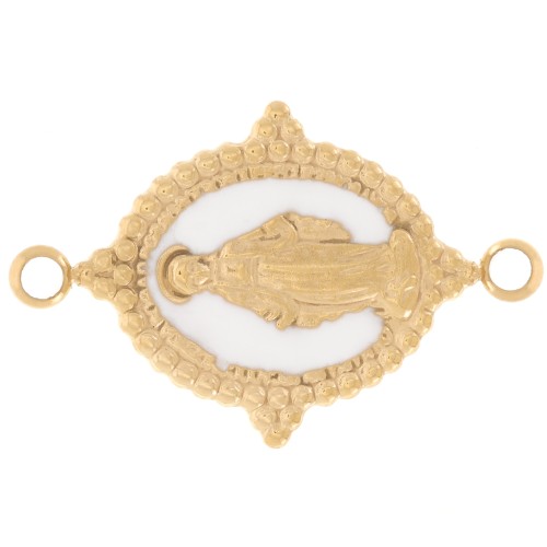 21x13mm 316L Gold stainless steel Oval spacer - Virgin pattern - White x1