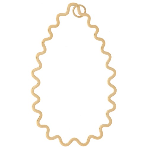 51x31mm Stainless Steel 316L Pendant drop wavy - Gold Tone x1