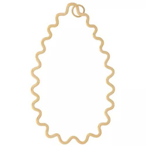 51x31mm Stainless Steel 316L Pendant drop wavy - Gold Tone x1