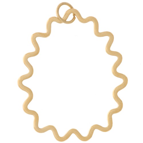 31x25mm Stainless Steel 316L Pendant drop wavy - Gold Tone x1