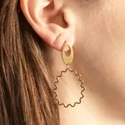 31x25mm Stainless Steel 316L Pendant drop wavy - Gold Tone x1