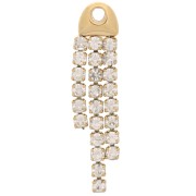 28x6.5mm 316L Stainless Steel Rhinestone Fringe Pendant - Gold Tone - Crystal x1|raw }}