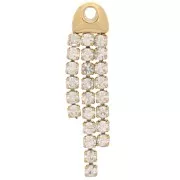 28x6.5mm 316L Stainless Steel Rhinestone Fringe Pendant - Gold Tone - Crystal x1