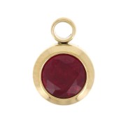 Birthstone charm zirconium oxide Janvier 6mm Stainless steel 304L Gold Siam|raw }}