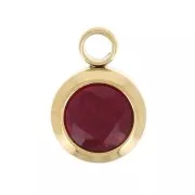 Birthstone charm zirconium oxide Janvier 6mm Stainless steel 304L Gold Siam