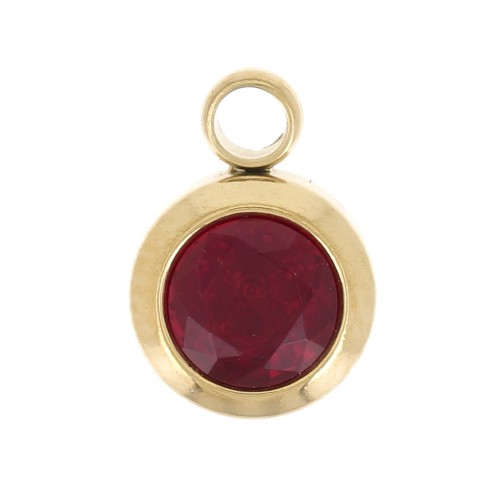 Birthstone charm zirconium oxide Janvier 6mm Stainless steel 304L Gold Siam