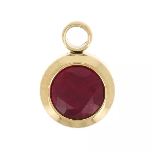 Birthstone charm zirconium oxide Janvier 6mm Stainless steel 304L Gold Siam