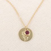 Birthstone charm zirconium oxide Janvier 6mm Stainless steel 304L Gold Siam