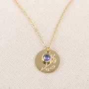 Birthstone charm zirconium oxide 6mm February Stainless steel304L Gold Amethyst