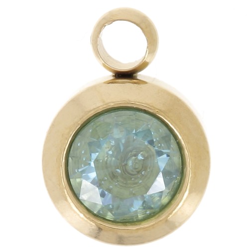 6 mm CZ Birthstone Charm - March - 316 Gold-Plated Stainless Steel Aquamarine x1