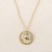 6 mm CZ Birthstone Charm - March - 316 Gold-Plated Stainless Steel Aquamarine x1