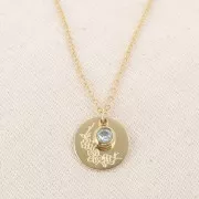 6 mm CZ Birthstone Charm - March - 316 Gold-Plated Stainless Steel Aquamarine x1