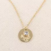 Charm birthstone zirconium oxide 6 mm Avril Stainless steel 304L Gold Crystal