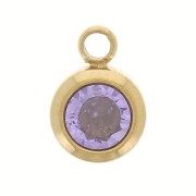 Birthstone charm zircon 6mm June Stainless steel 304L Gilded Light Amethyst|raw }}
