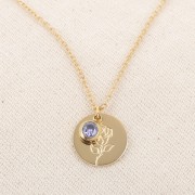 Birthstone charm zircon 6mm June Stainless steel 304L Gilded Light Amethyst