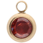Charm birthstone zirconium oxide 6 mm July Stainless steel 304L Gold Ruby