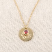 Charm birthstone zirconium oxide 6 mm July Stainless steel 304L Gold Ruby