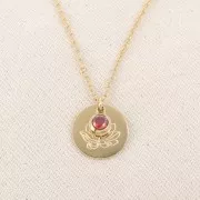 Charm birthstone zirconium oxide 6 mm July Stainless steel 304L Gold Ruby