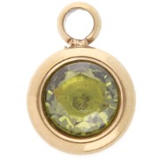 Charm birthstone zirconium oxide 6 mm August Stainless steel 304L Gilded - Peridot|raw }}