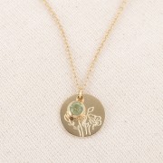 Charm birthstone zirconium oxide 6 mm August Stainless steel 304L Gilded - Peridot