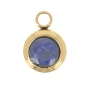 Birthstone charm zircon oxide 6mm September Stainless steel 304L Gold Sapphire