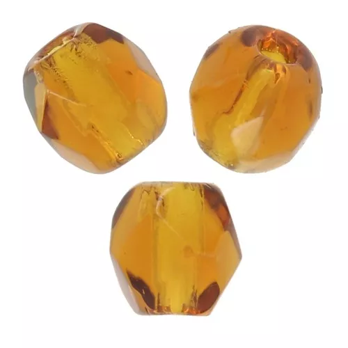 Fire Polished faceted round beads 3mm Topaz  x50