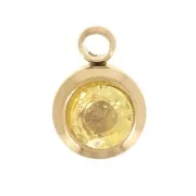 Charm birthstone zirconium oxide 6mm November Stainless steel 304L Gold Topaz
