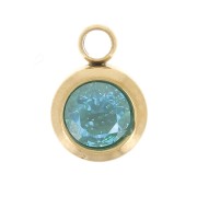 Charm birthstone zirconium oxide 6mm December Stainless steel 304L Gilded - Blue|raw }}
