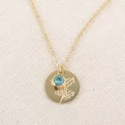 Charm birthstone zirconium oxide 6mm December Stainless steel 304L Gilded - Blue