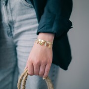 11x7mm Square Faceted Gemstone Charm - Fine Gold Plated - Amazonite x1