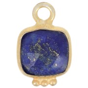 11x7mm Square Faceted Gemstone Charm - Fine Gold Plated - Lapis lazulix1|raw }}