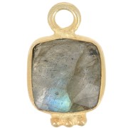 11x7mm Square Faceted Gemstone Charm - Fine Gold Plated - Labradorite x1|raw }}