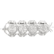 20x7mm tube bead with Preciosa crystal cabochons - Silver - Crystal x1|raw }}