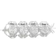 20x7mm tube bead with Preciosa crystal cabochons - Silver - Crystal x1