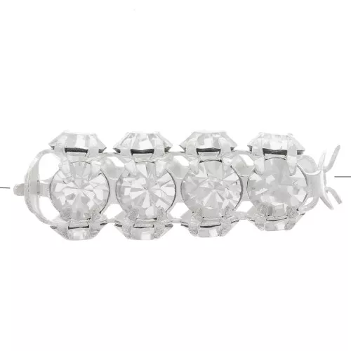 20x7mm tube bead with Preciosa crystal cabochons - Silver - Crystal x1