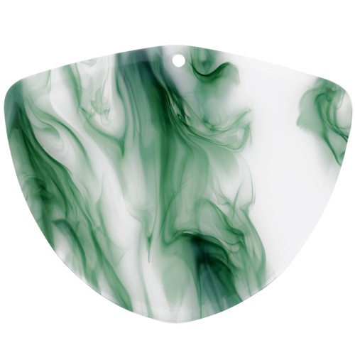 Acetate geometric pendant 35x45 mm - Dark green marbled - White x1