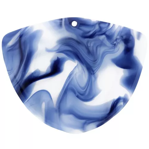 Acetate geometric pendant 35x45 mm - Dark blue marbled - White x1