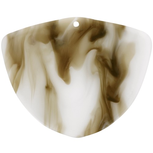Acetate geometric pendant 35x45 mm - Marbled Brown - White x1