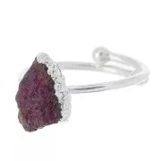 925 Sterling Silver Druzy gemstone ring - Size 48 to 56 - imit Ruby x1