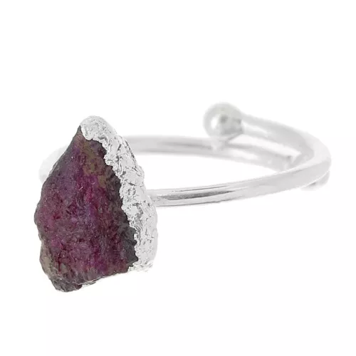 925 Sterling Silver Druzy gemstone ring - Size 48 to 56 - imit Ruby x1