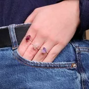 925 Sterling Silver Druzy gemstone ring - Size 48 to 56 - imit Ruby x1