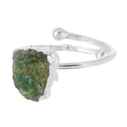 925 Sterling Silver Druzy gemstone ring - Size 48 to 56 - imit Emerald x1|raw }}