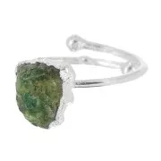 925 Sterling Silver Druzy gemstone ring - Size 48 to 56 - imit Emerald x1
