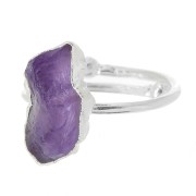 925 Sterling Silver Druzy gemstone ring - Size 48 to 56 - Amethyst x1