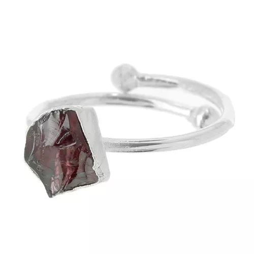 925 Sterling Silver Druzy gemstone ring - Size 48 to 56 - Garnet x1