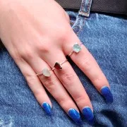 925 Sterling Silver Druzy gemstone ring - Size 48 to 56 - Moonstone x1