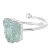 925 Sterling Silver Druzy gemstone ring - Size 48 to 56 - Aquamarine x1|raw }}