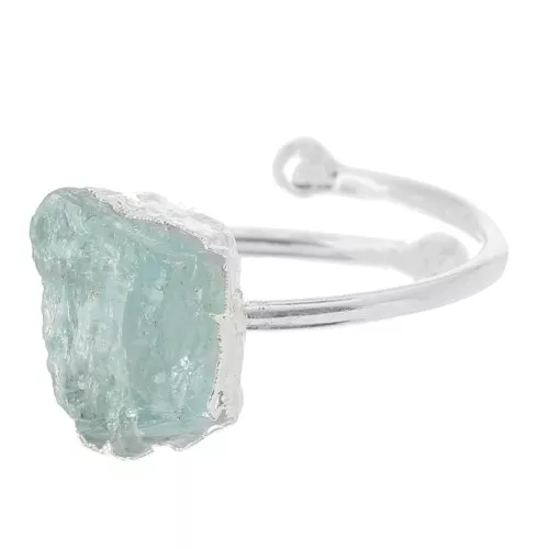 925 Sterling Silver Druzy gemstone ring - Size 48 to 56 - Aquamarine x1