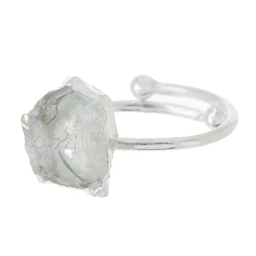 925 Sterling Silver Druzy gemstone ring - Size 48 to 56 - Rock crystal x1