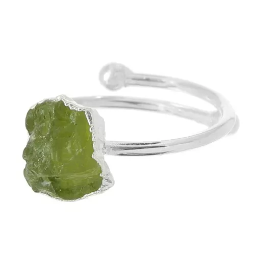 925 Sterling Silver Druzy gemstone ring - Size 48 to 56 - Péridot x1
